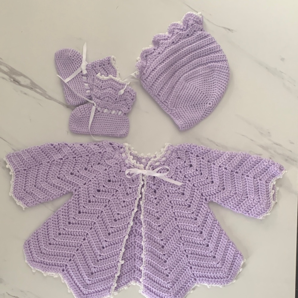 Lavender Crochet Baby Set
